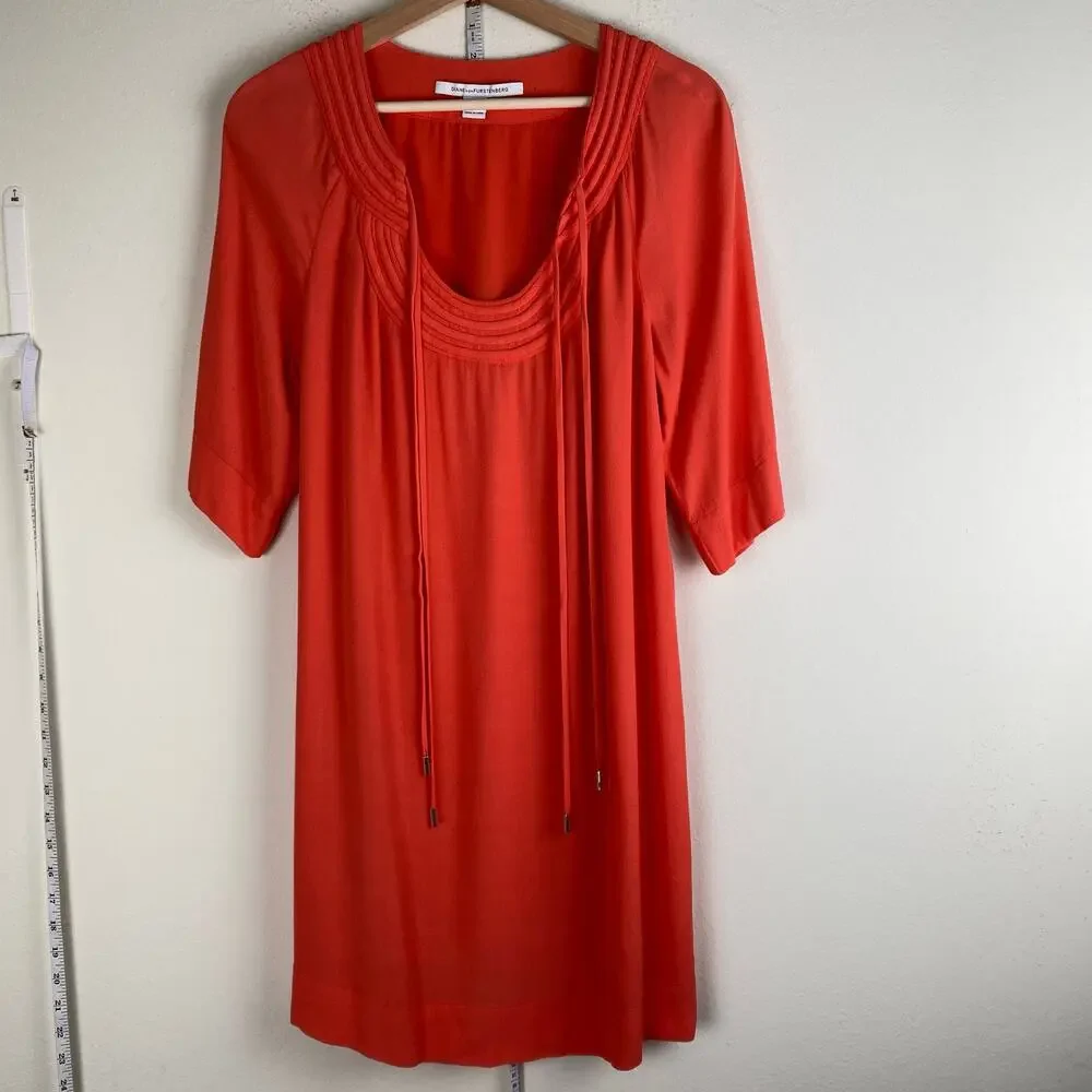 Diane Von Furstenberg Parlian Shift Dress Coral Size 10 - Picture 6 of 15